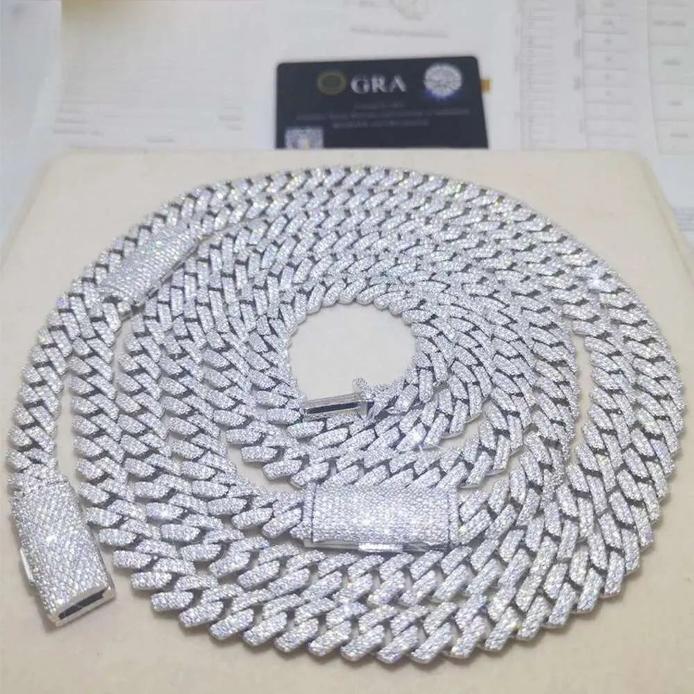 24" Necklace Moissanite 14mm Chain Cuban Link Iced Out