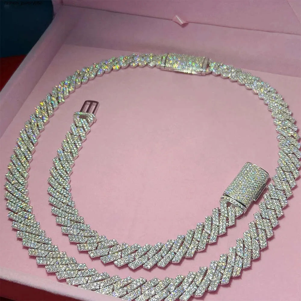 22" Necklace Moissanite 14mm Chain Cuban Link Iced Out