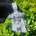 Silver Jesus Rose Iced Out Pedant