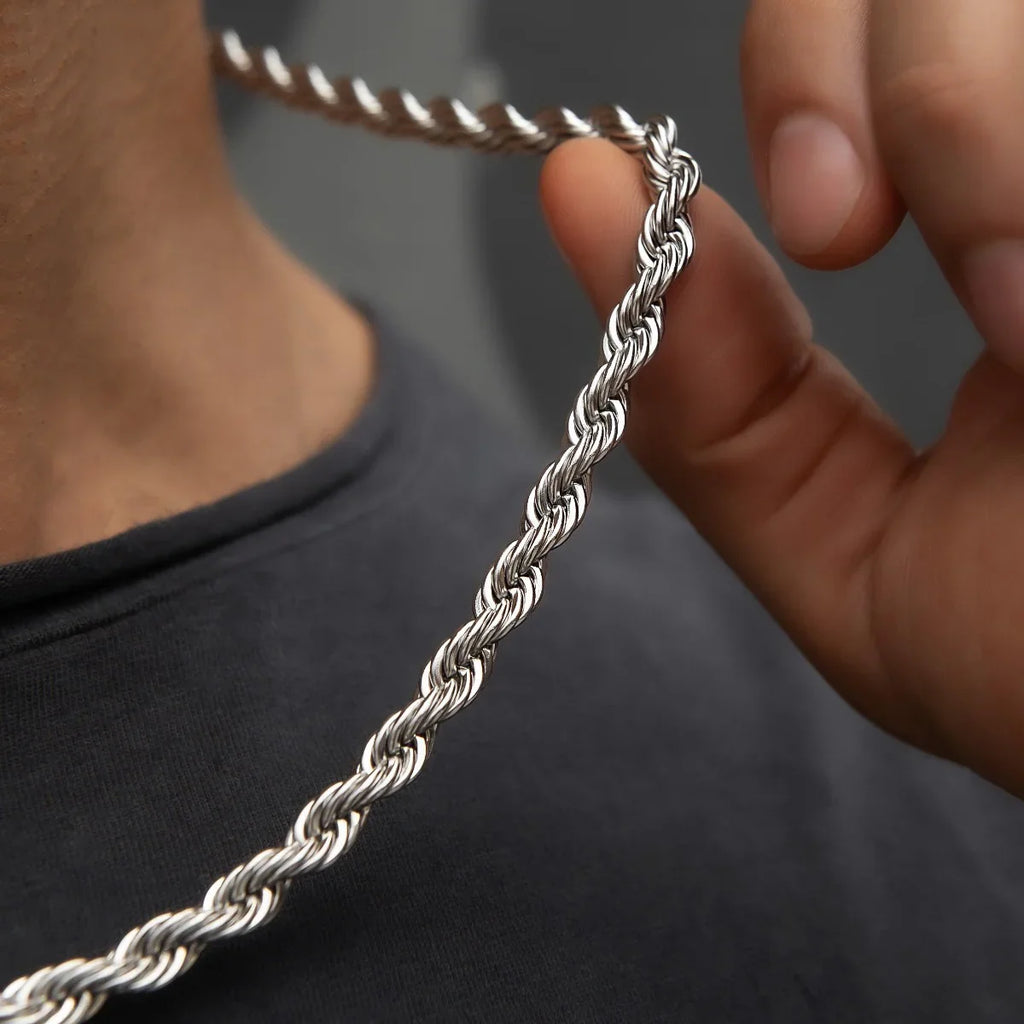 22" Rope Chain in White Gold- 6mm