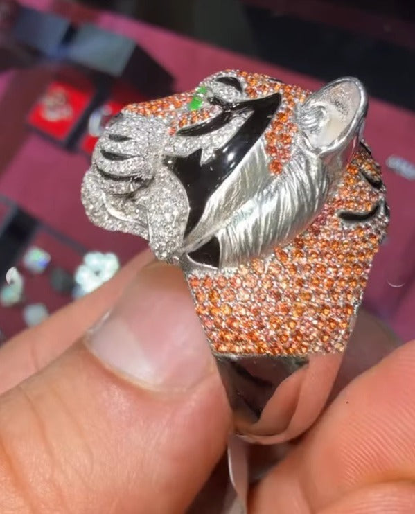 8" Custom Lion Ring VVS Moissanite