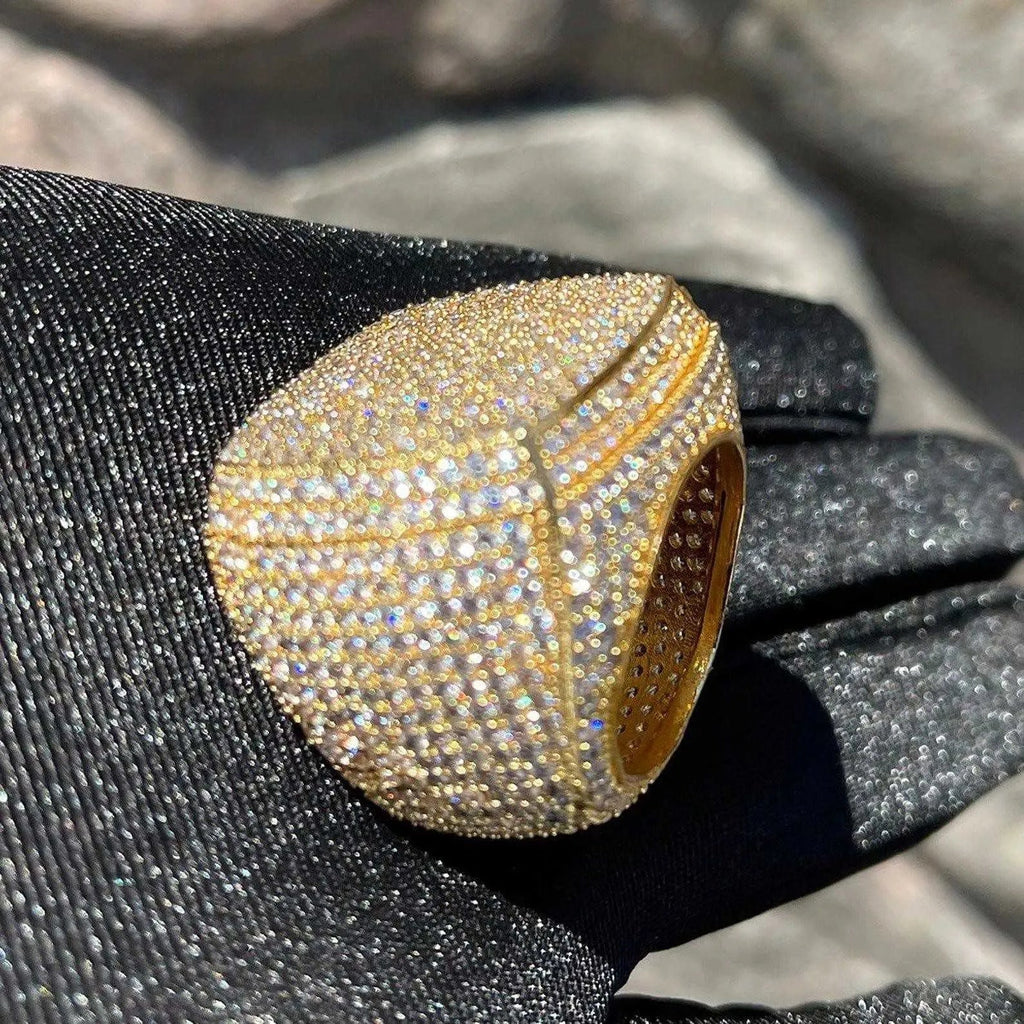 9" Moissanite Diamond Rings Fully Iced Original VVS Gold