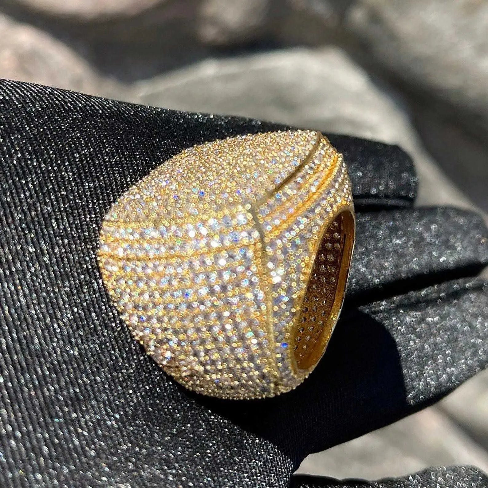 7" Moissanite Diamond Rings Fully Iced Original VVS Gold