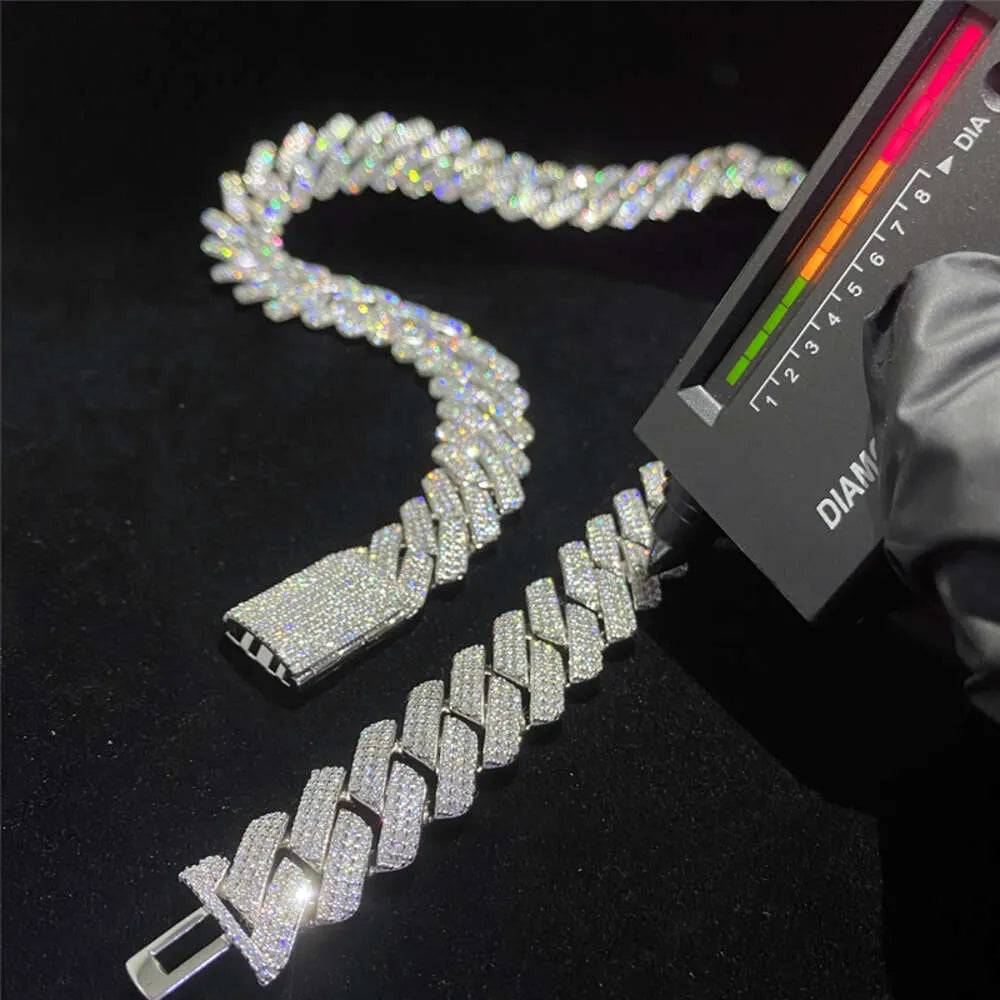 24" Necklace Moissanite Chain Cuban Tennis Chain Link Iced Out
