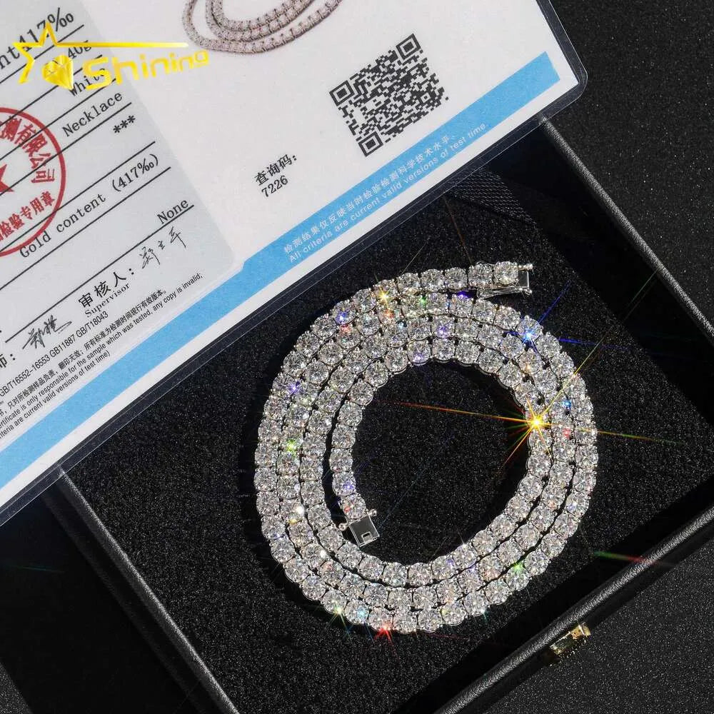24" Necklace Moissanite Chain Cuban Tennis Chain Link Iced Out