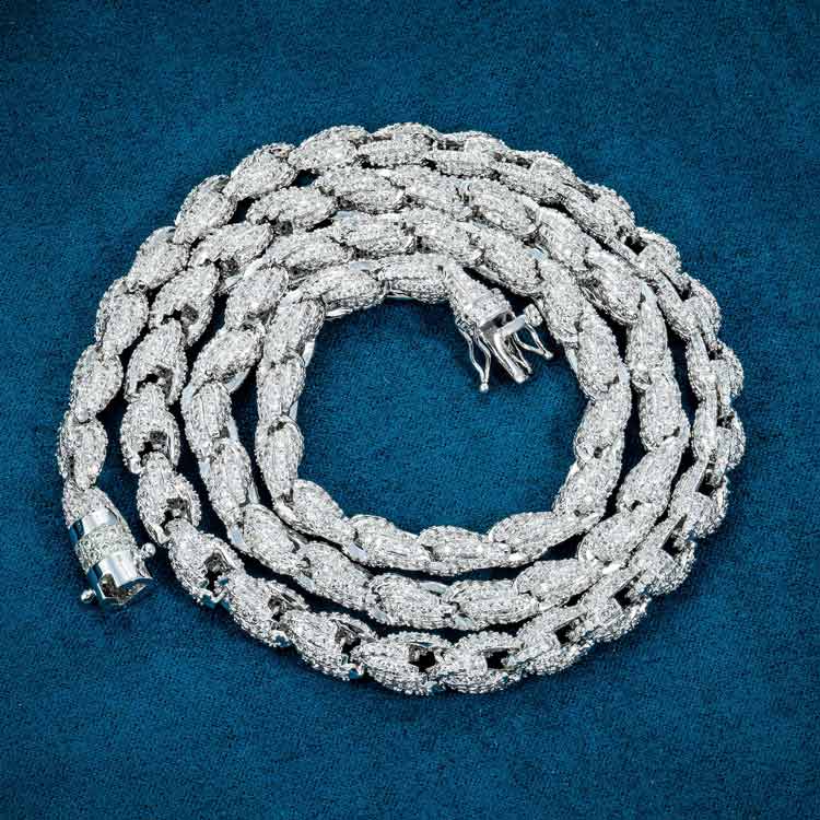 24" Necklace Moissanite Chain Cuban 7mm Tennis Chain Link Iced Out
