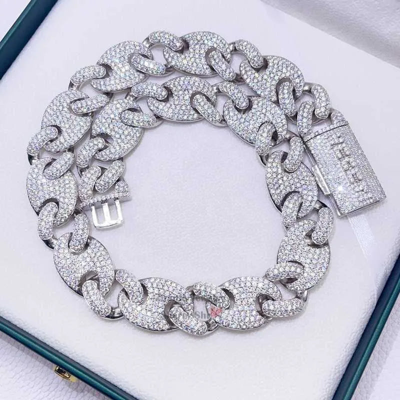 22" Necklace Moissanite Chain Cuban Link Iced Out