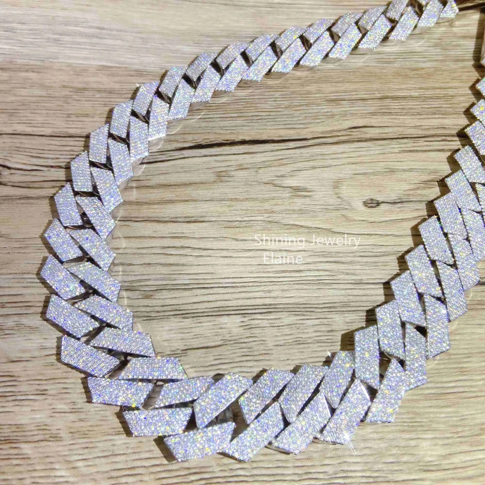 24" Silver Necklace VVS Moissanite Iced Out Cuban Link Chain