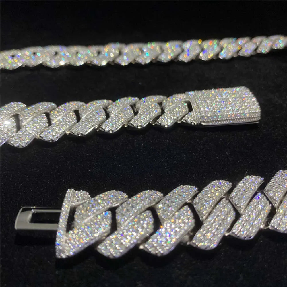 20" Necklace Moissanite Chain Cuban Tennis Chain Link Iced Out