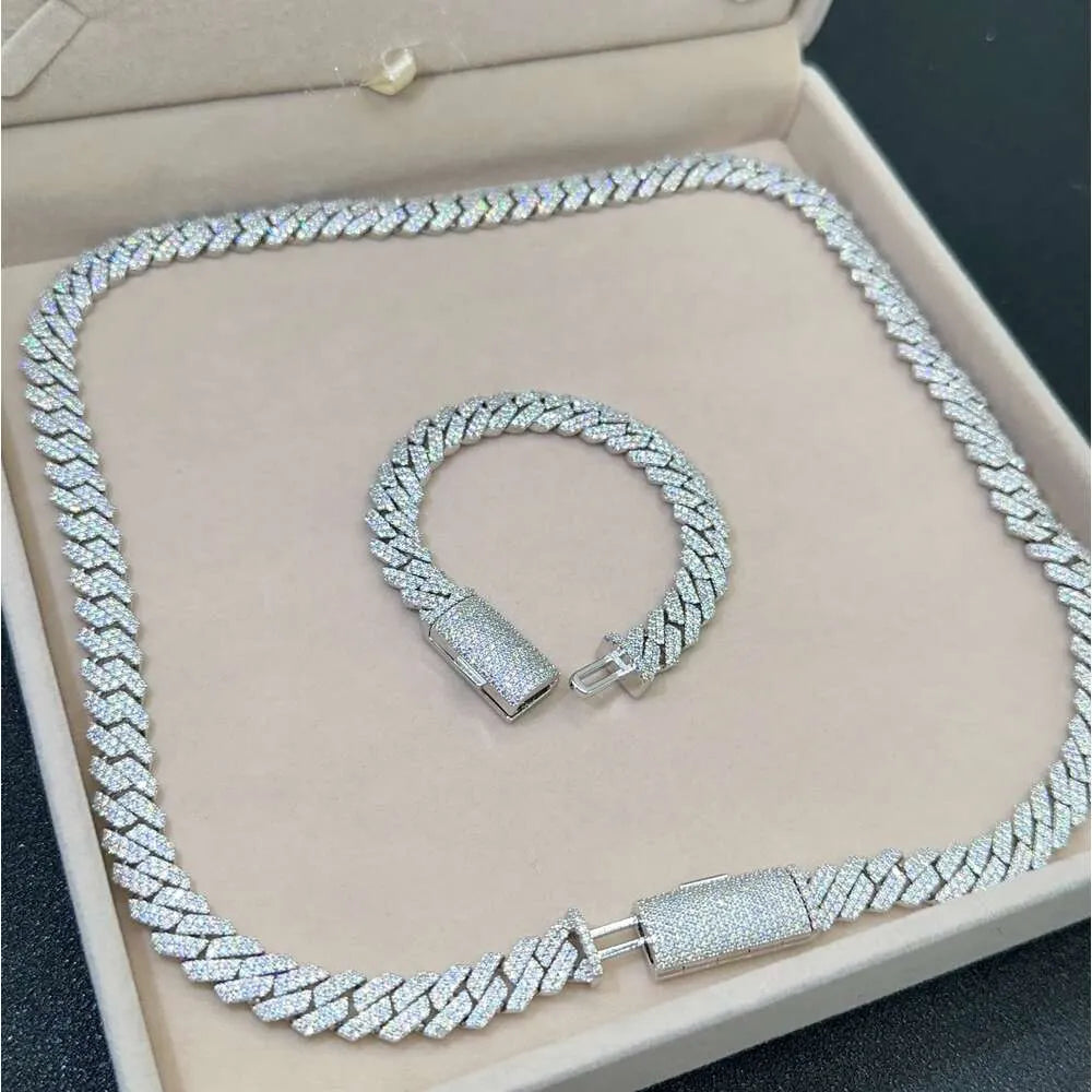 22" Necklace Moissanite Chain Cuban Link Iced Out