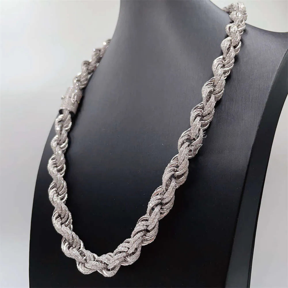 22" Necklace Moissanite Chain Cuban Tennis Chain Link Iced Out