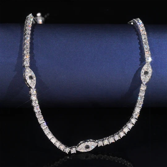 Five Evil Eyes 3MM Moissanite Tennis Chain