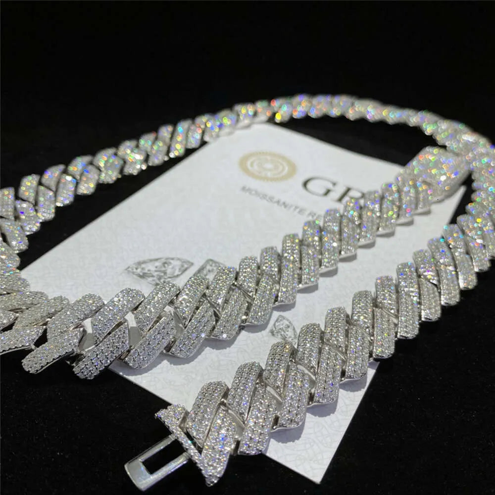 24" Necklace Moissanite Chain Cuban Tennis Chain Link Iced Out