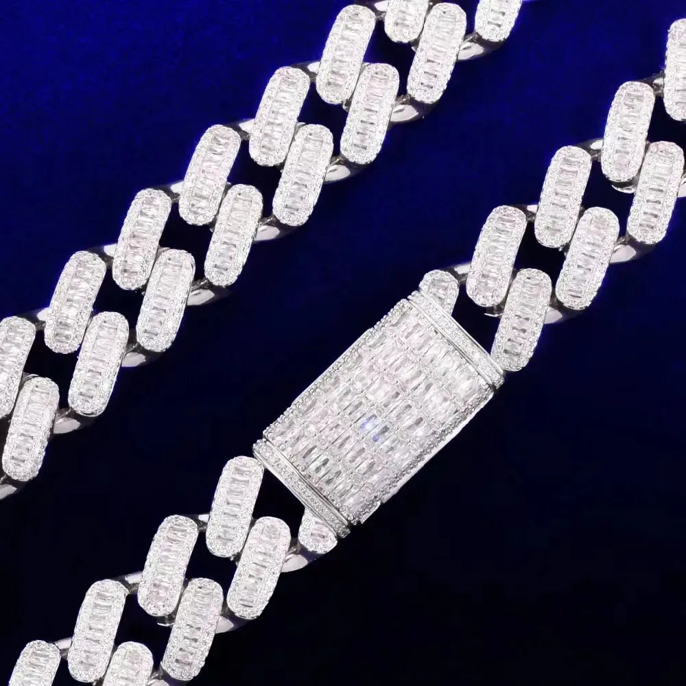 22" Necklace Moissanite Chain Cuban Link Iced Out
