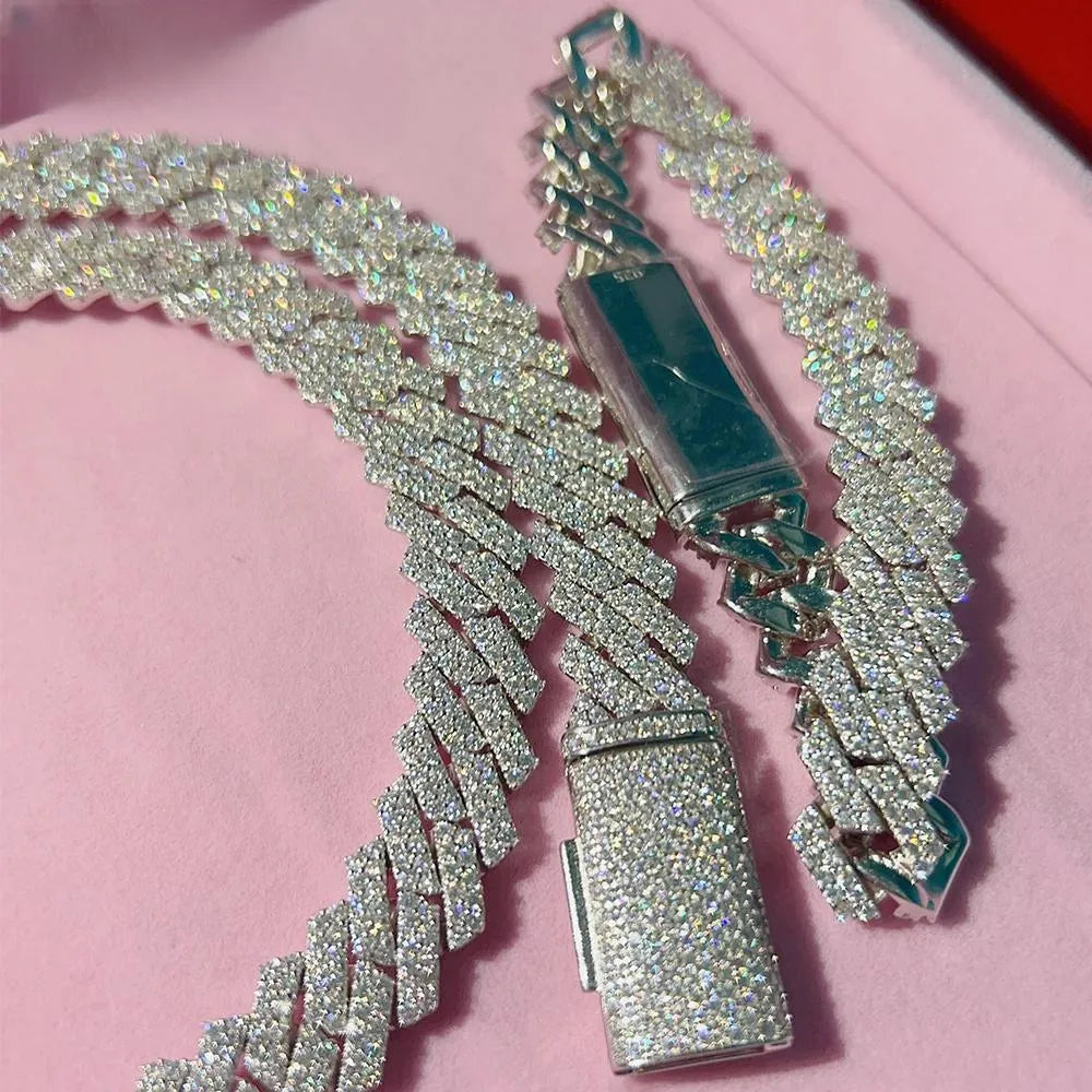 24" Necklace Moissanite 14mm Chain Cuban Link Iced Out