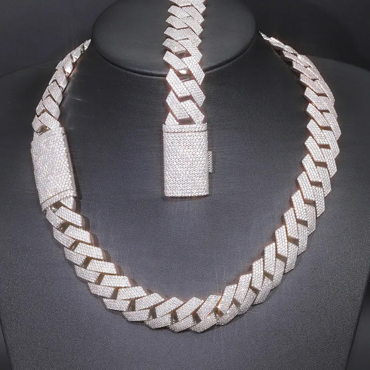 22" Necklace Moissanite Chain Cuban Tennis Chain Link Iced Out