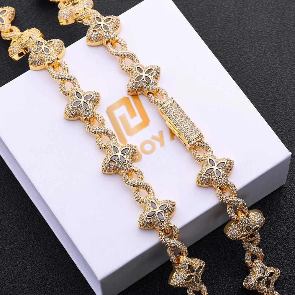 24" Flower VVS Necklace Moissanite Iced Out Cuban Link Chain
