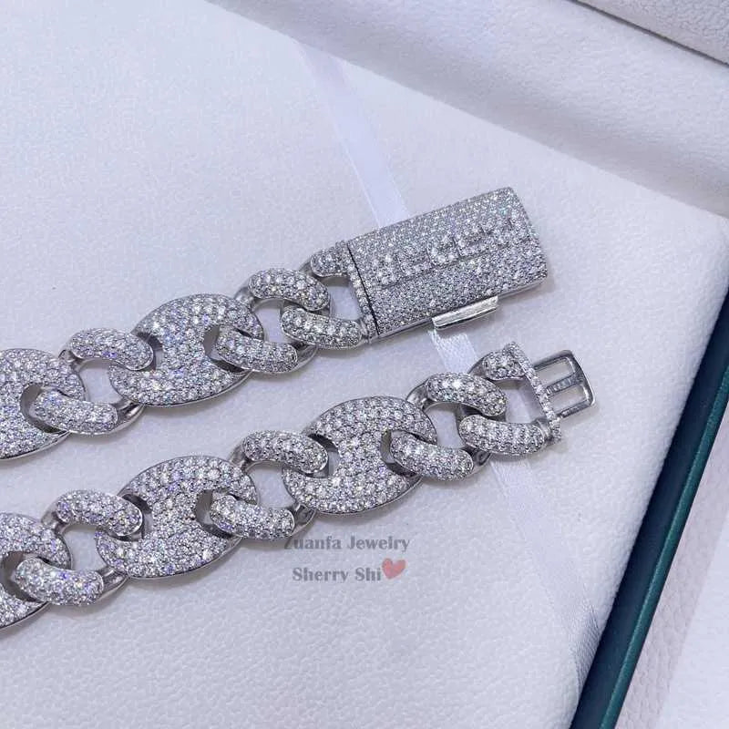 22" Necklace Moissanite Chain Cuban Link Iced Out
