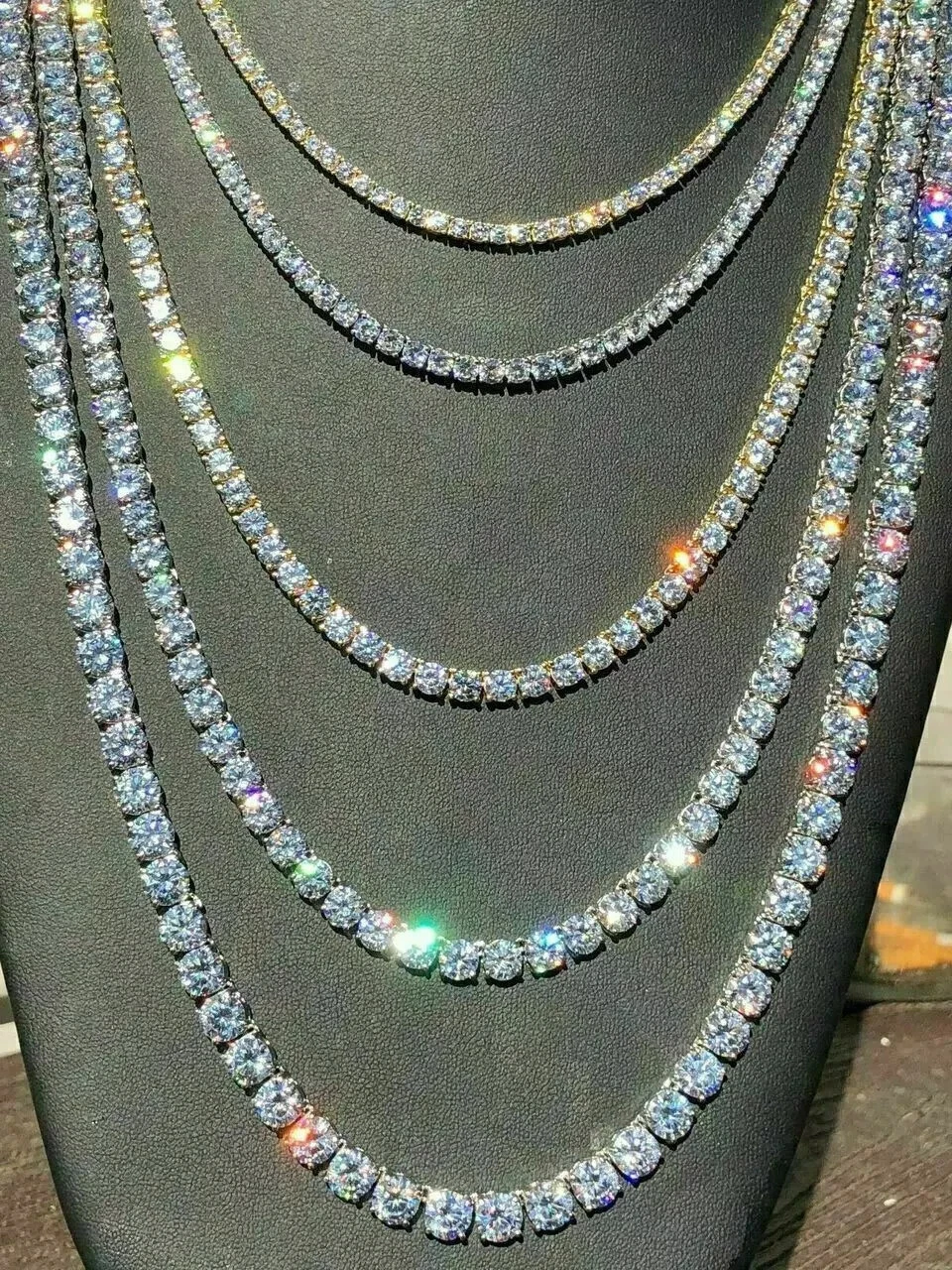 22" Necklace Moissanite Tennis Chain Cuban Tennis Chain Link Iced Out