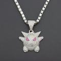 22" Gengar Pedant Necklace Moissanite Chain Cuban Tennis Chain Link Iced Out