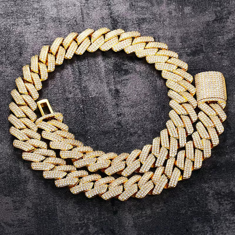 24" Necklace Gold VVS Moissanite Iced Out Cuban Link Chain