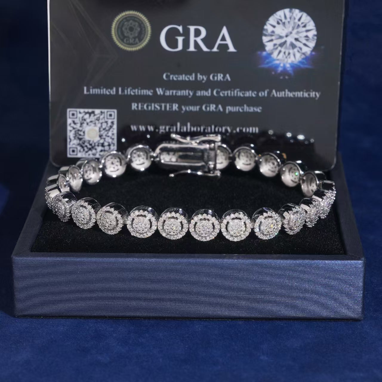 7-9" 10mm Circle Tennis Bracelet in S925 Silver with VVS Moissanite