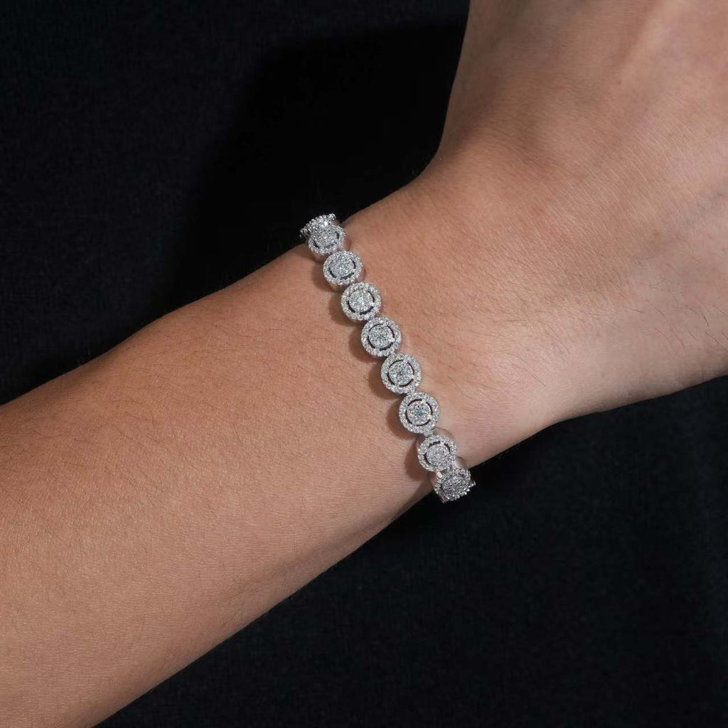 7-9" 10mm Circle Tennis Bracelet in S925 Silver with VVS Moissanite