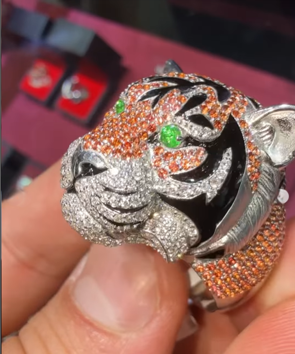 7" Custom Lion Ring VVS Moissanite
