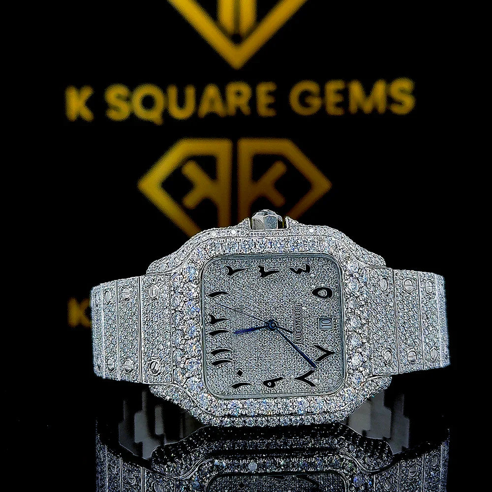 MOISSANITE ICED OUT WATCH SWISS MOVEMENT AUTOMATIC WATCH FOR MAN