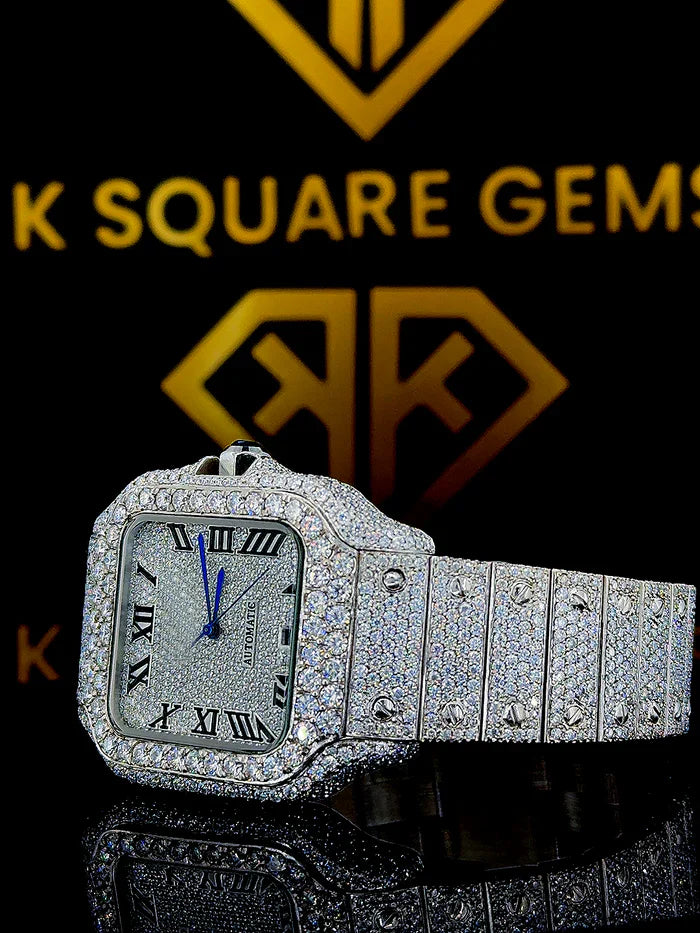 MOISSANITE ICED OUT WATCH SWISS MOVEMENT AUTOMATIC WATCH FOR MAN