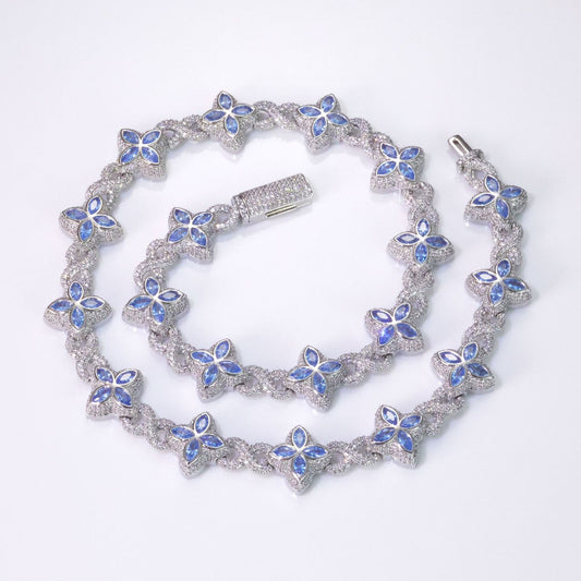 18" Vvs Moissanite Cuban Chain Necklace 925 Sterling Silver Hip Hop Jewelry Marquise Flower Design Cuban Chain
