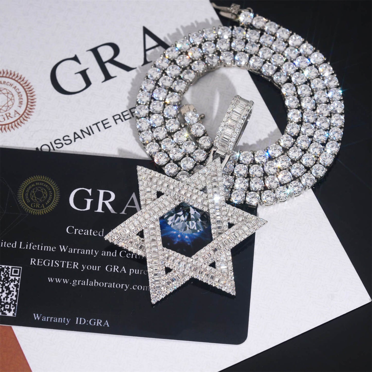 MOISSANITE Iced Out Magen Star Of David Jewish Pendant