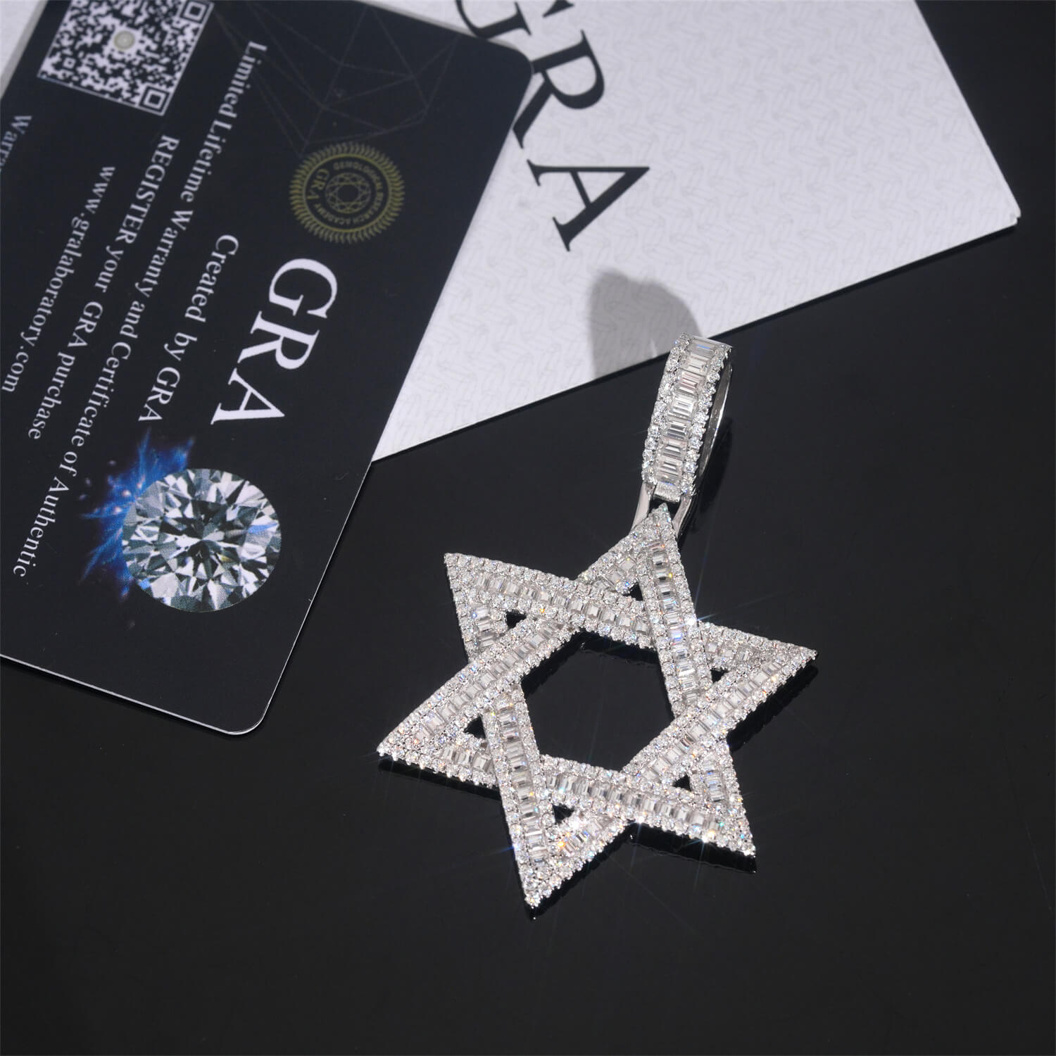 MOISSANITE Iced Out Magen Star Of David Jewish Pendant