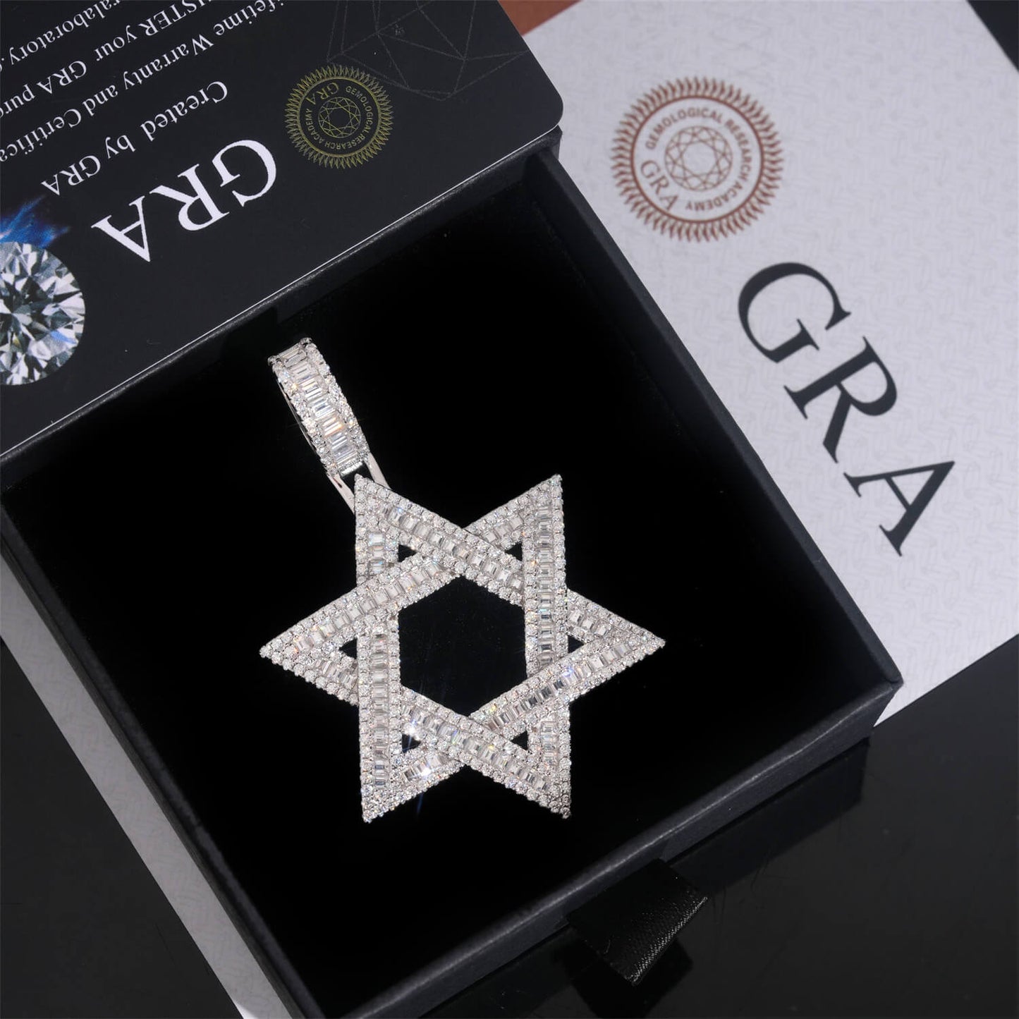 MOISSANITE Iced Out Magen Star Of David Jewish Pendant