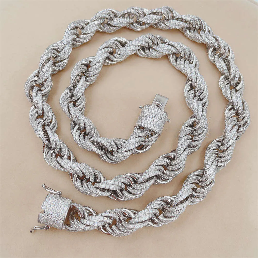 24" Necklace Moissanite Chain Cuban Tennis Chain Link Iced Out
