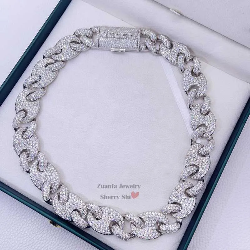 22" Necklace Moissanite Chain Cuban Link Iced Out