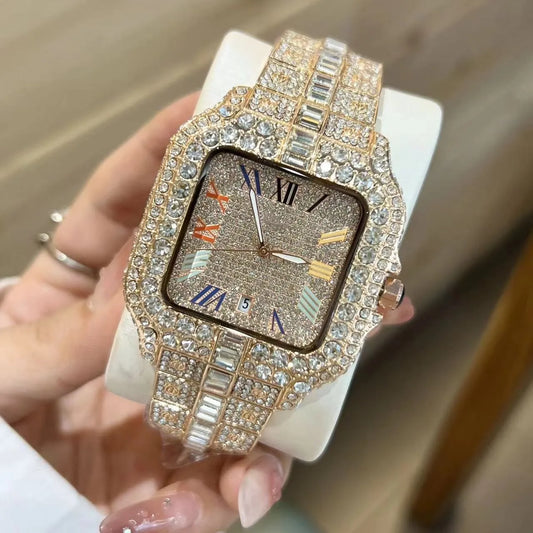Iced Out Diamond Moissanite Gold Watch