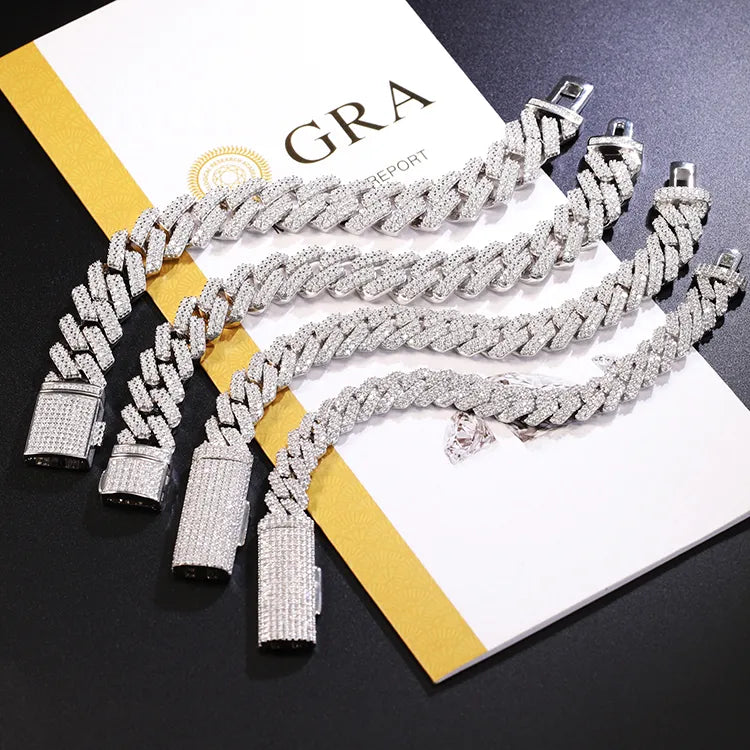 24" Iced Out Necklace Moissanite Chain Cuban Tennis Chain Link