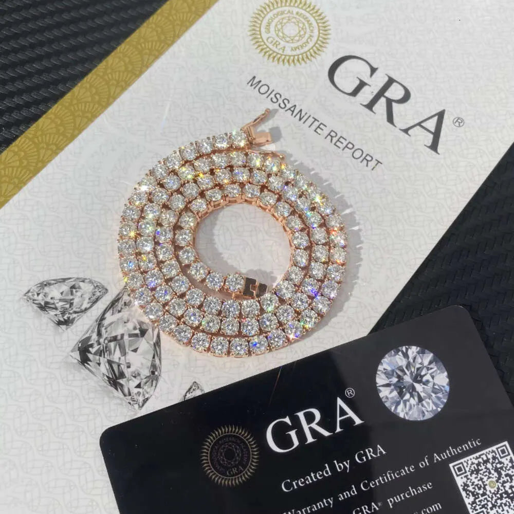 22" Necklace Moissanite Chain Cuban Link Iced Out
