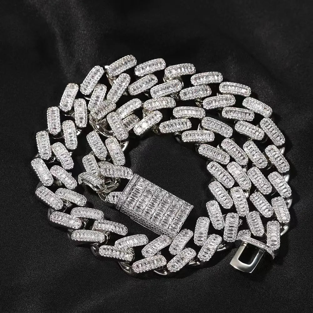 22" Necklace Moissanite Chain Cuban Link Iced Out