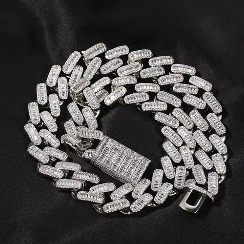20" Necklace Moissanite Chain Cuban Link Iced Out
