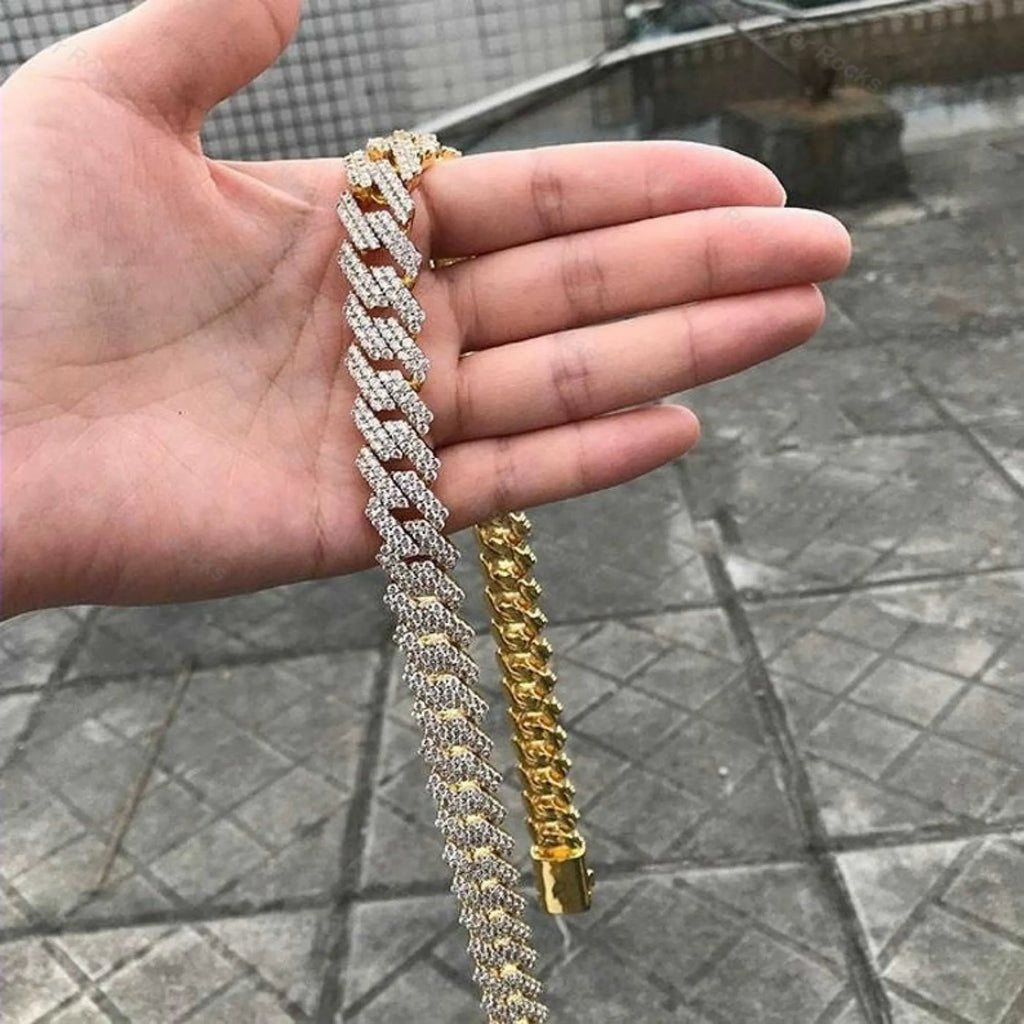 22" Necklace Moissanite Chain Cuban Tennis Chain Link Iced Out