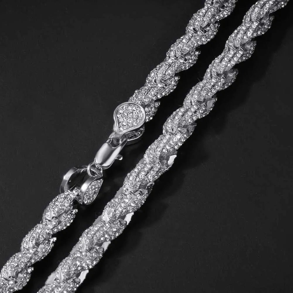 20" Silver Rope Necklace VVS Moissanite Iced Out Cuban Link Chain