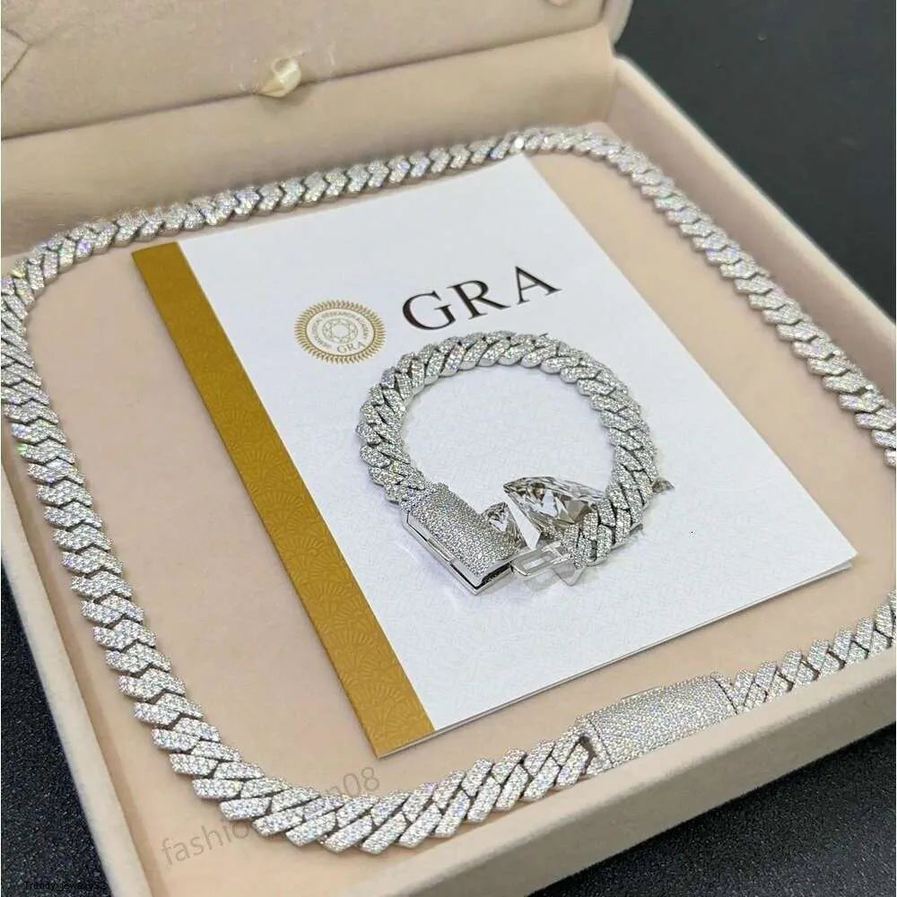 20" Necklace Moissanite Chain Cuban Link Iced Out