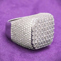 7" Ring 14K White Gold VVS Iced Out Diamond Moissanite