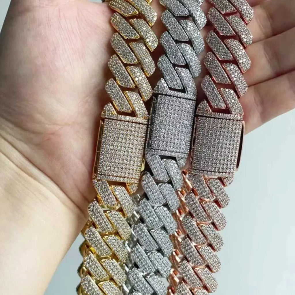 22" Necklace Moissanite Chain Cuban Tennis Chain Link Iced Out