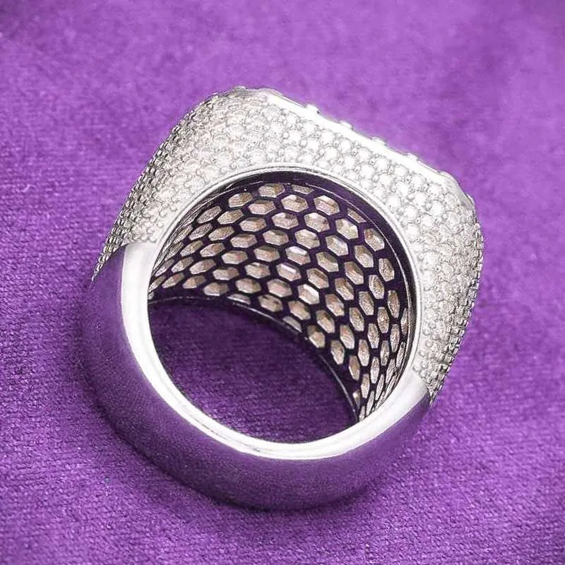 7" Ring 14K White Gold VVS Iced Out Diamond Moissanite