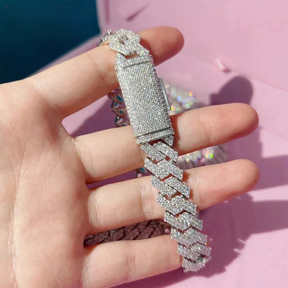 24" Necklace Moissanite 14mm Chain Cuban Link Iced Out