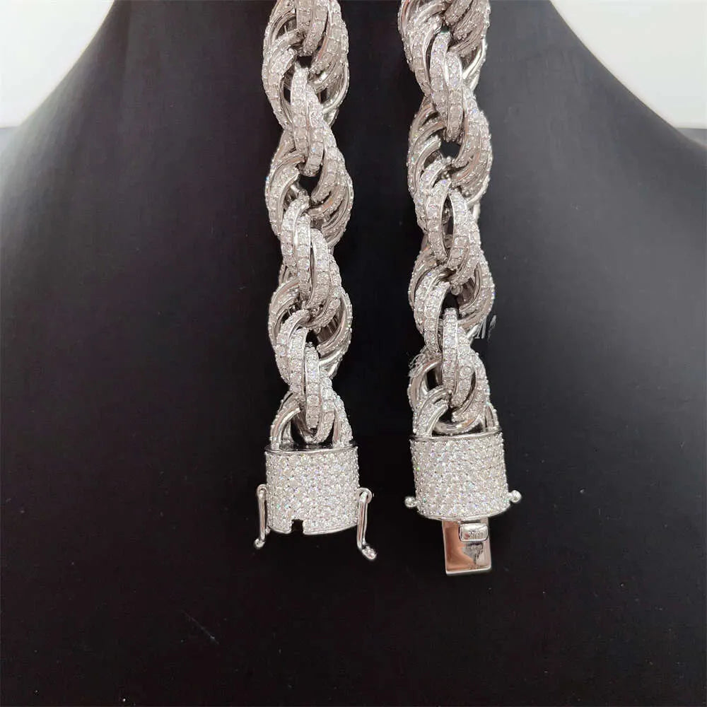 24" Necklace Moissanite Chain Cuban Tennis Chain Link Iced Out