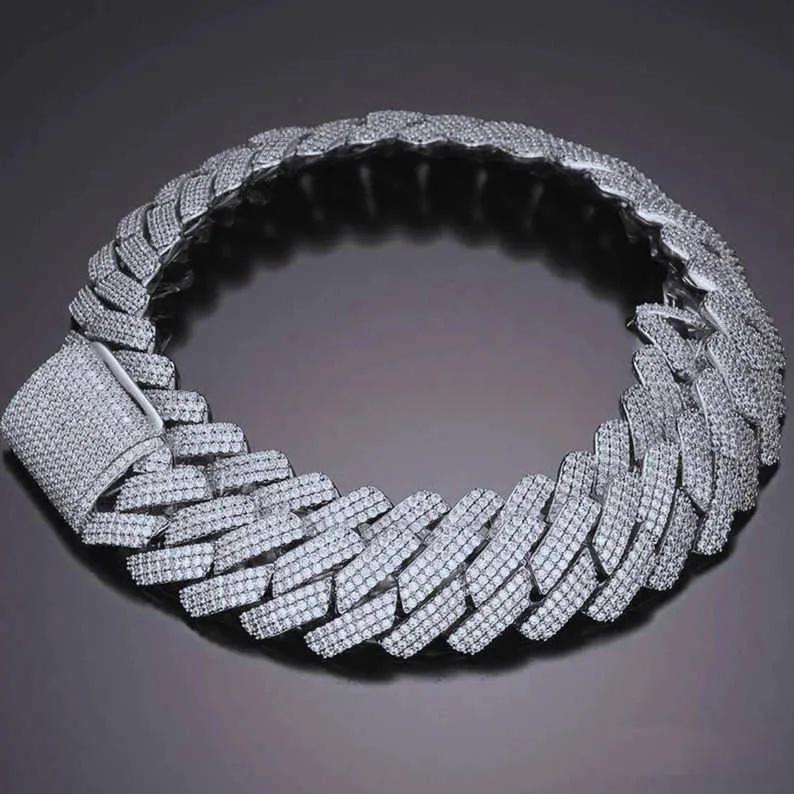 20" Silver Necklace VVS Moissanite Iced Out Cuban Link Chain